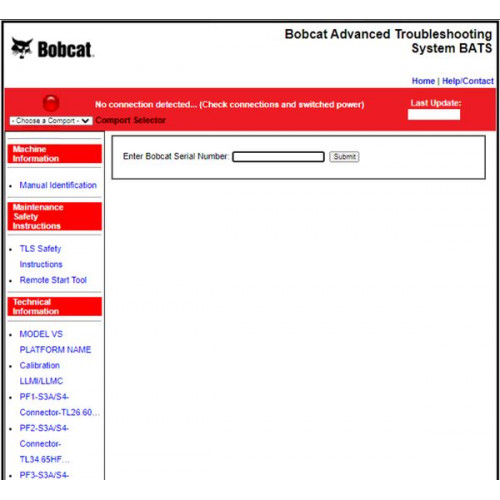 Установка программы Bobcat Advanced Troubleshooting System (BATS)
