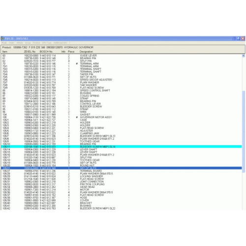 Установка Bosch Zexel ESPI: Каталог запчастей для топливной аппаратуры