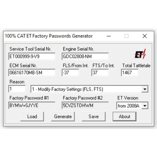 Установка программы Caterpillar ET Factory Password Generator на 10 и 18-значные пароли