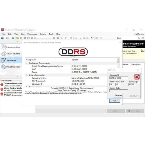 Установка программы Detroit Diesel Reprogramming System DDRS 7.11