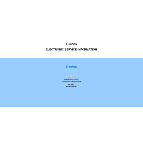 Мануалы ISUZU F, G Series 2008-2020, General Export Workshop, Wiring Diagrams