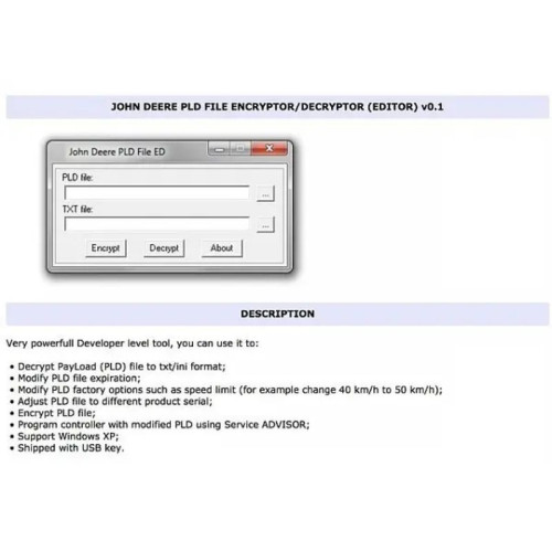 Установка программы John Deere Payloads Files и Encryptor-Decryptor