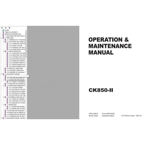Мануалы Kobelco Crane Shop Manual, Operator, Maintenance