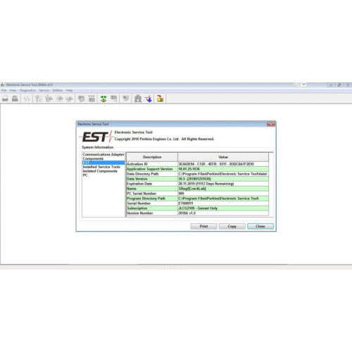 Установка программы Perkins Olympian EST 2019