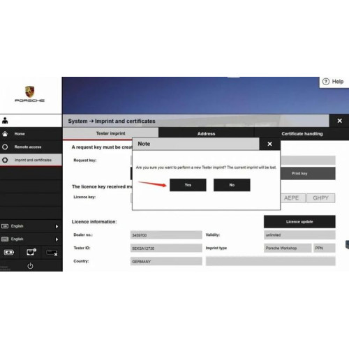 Образ системы Porsche PIWIS III: Версии 40.400, 39.900 и 38.200 под VAS6154