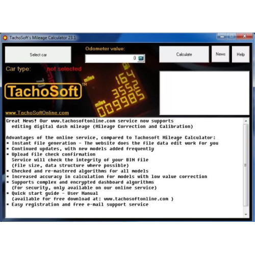 Установка калькулятор пробега одометра TachoSoft Mileage Calculator 23.1