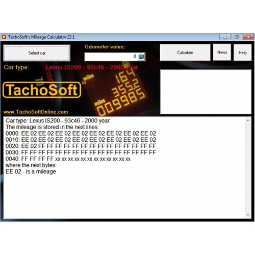 Установка калькулятор пробега одометра TachoSoft Mileage Calculator 23.1