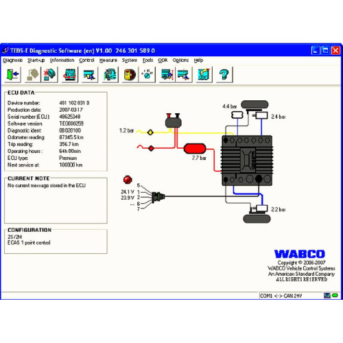Установка Wabco TEBS-E: Программа для диагностики и настройки прицепов