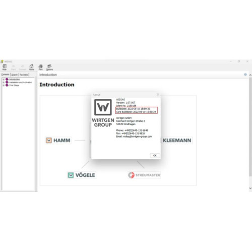Установка программы Wirtgen WIDIAG 05.2022