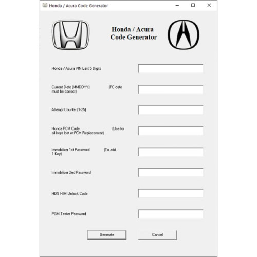 Установка программы Honda Code Generator - Immobilizer