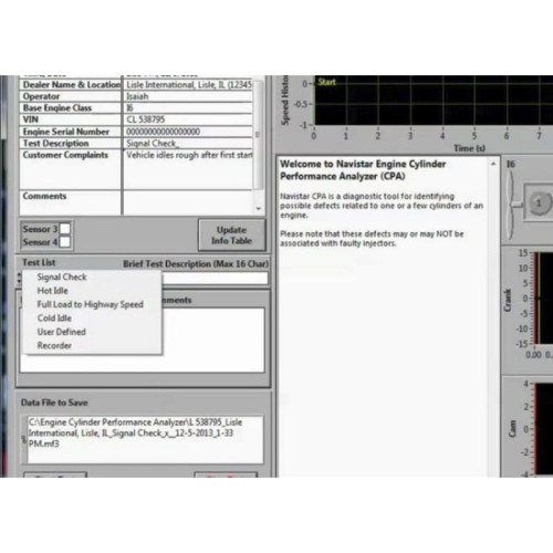 Установка программы Navistar Engine Cylinder Performance Analyzer (CPA) для анализа цилиндров двигателя