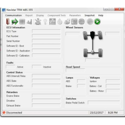 Установка программы Navistar TRW ABS 355 для диагностики и настройки антиблокировочной системы тормозов TRW ABS на грузовиках