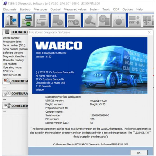 Установка Wabco TEBS-E: Программа для диагностики и настройки прицепов