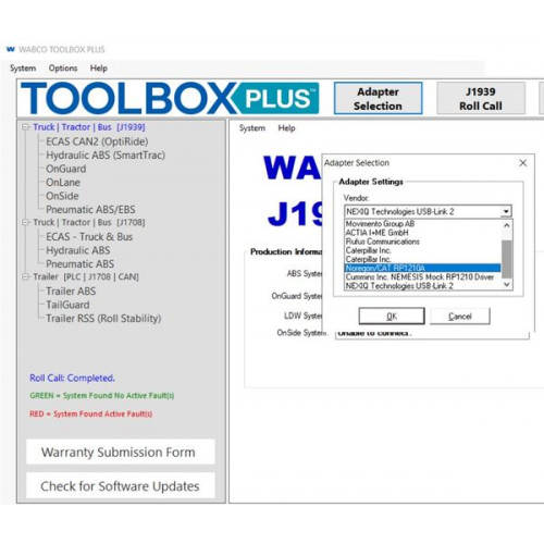 Установка Wabco Toolbox Plus и ECAS: Диагностика тормозных систем и подвески